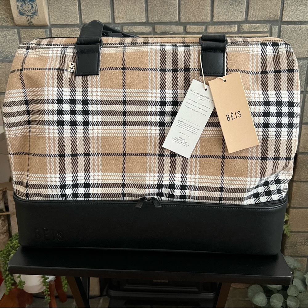 BEIS Limited Edition Plaid Weekender Bag